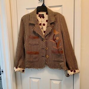 Revolution Bob Marley Herringbone Blazer with Leather Details